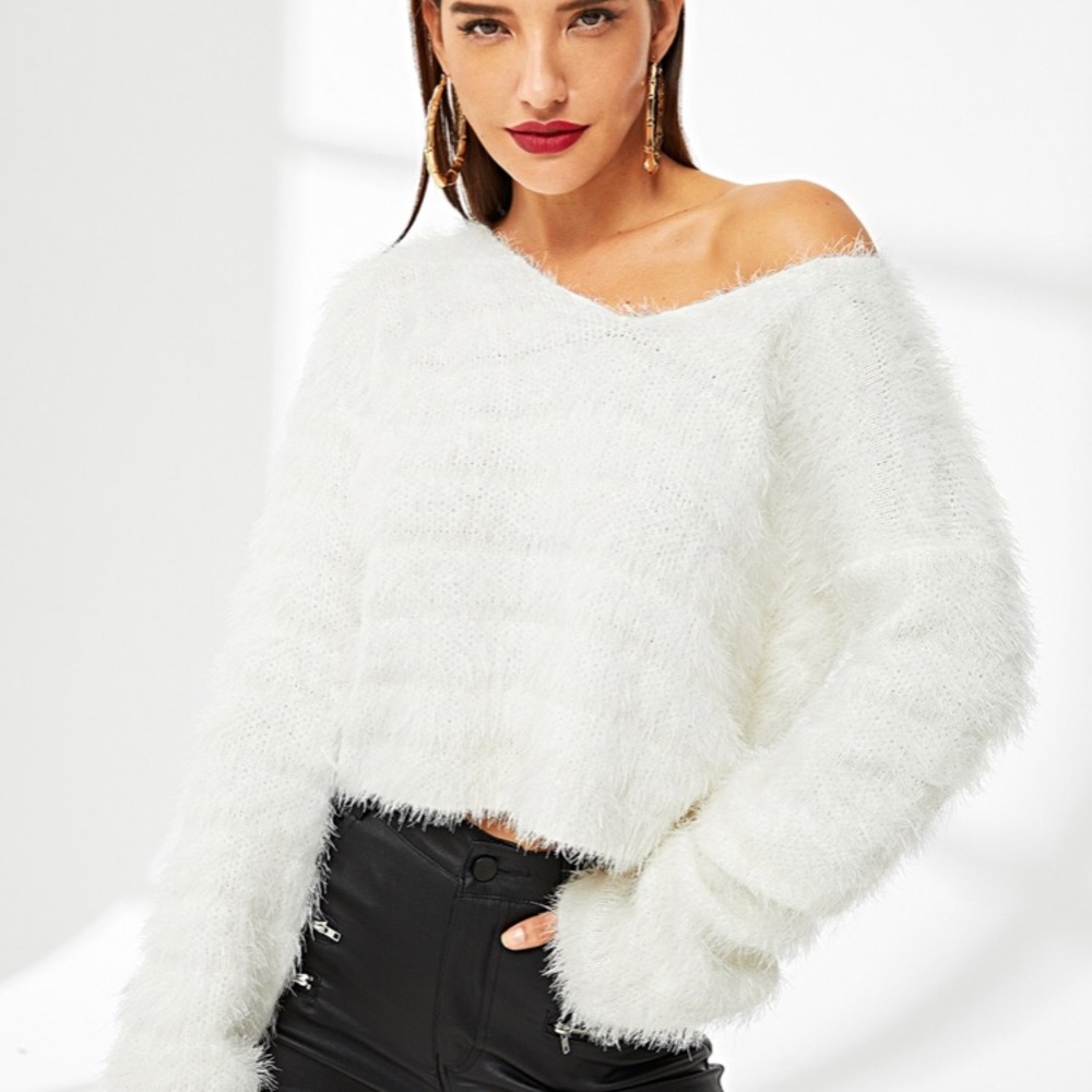 COZY Fluffy White Sweater